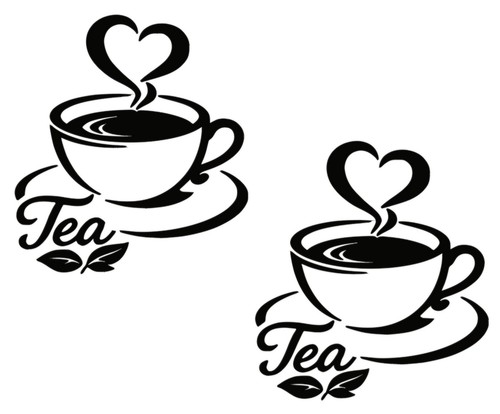 Tea cup heart steam - heart, decal